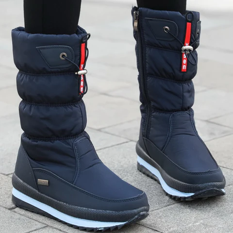 Vasen - Botte d'hiver mi-mollet haute résistance pour femme doublée de laine