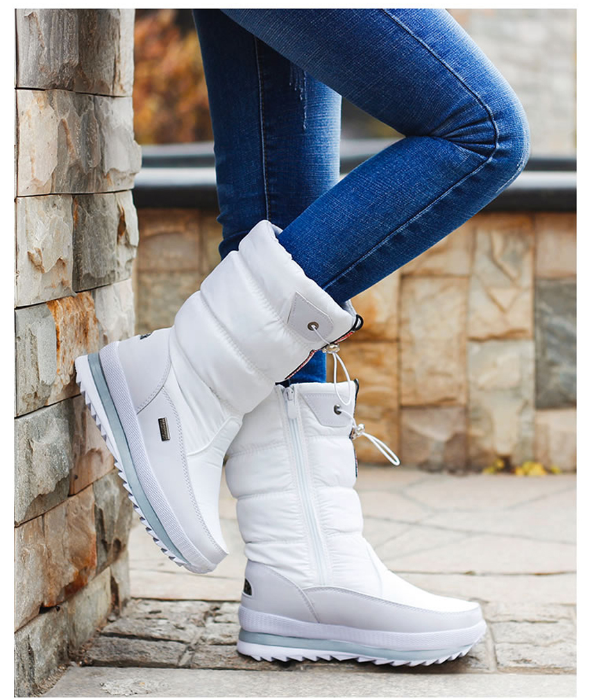 Vasen - Botte d'hiver mi-mollet haute résistance pour femme doublée de laine