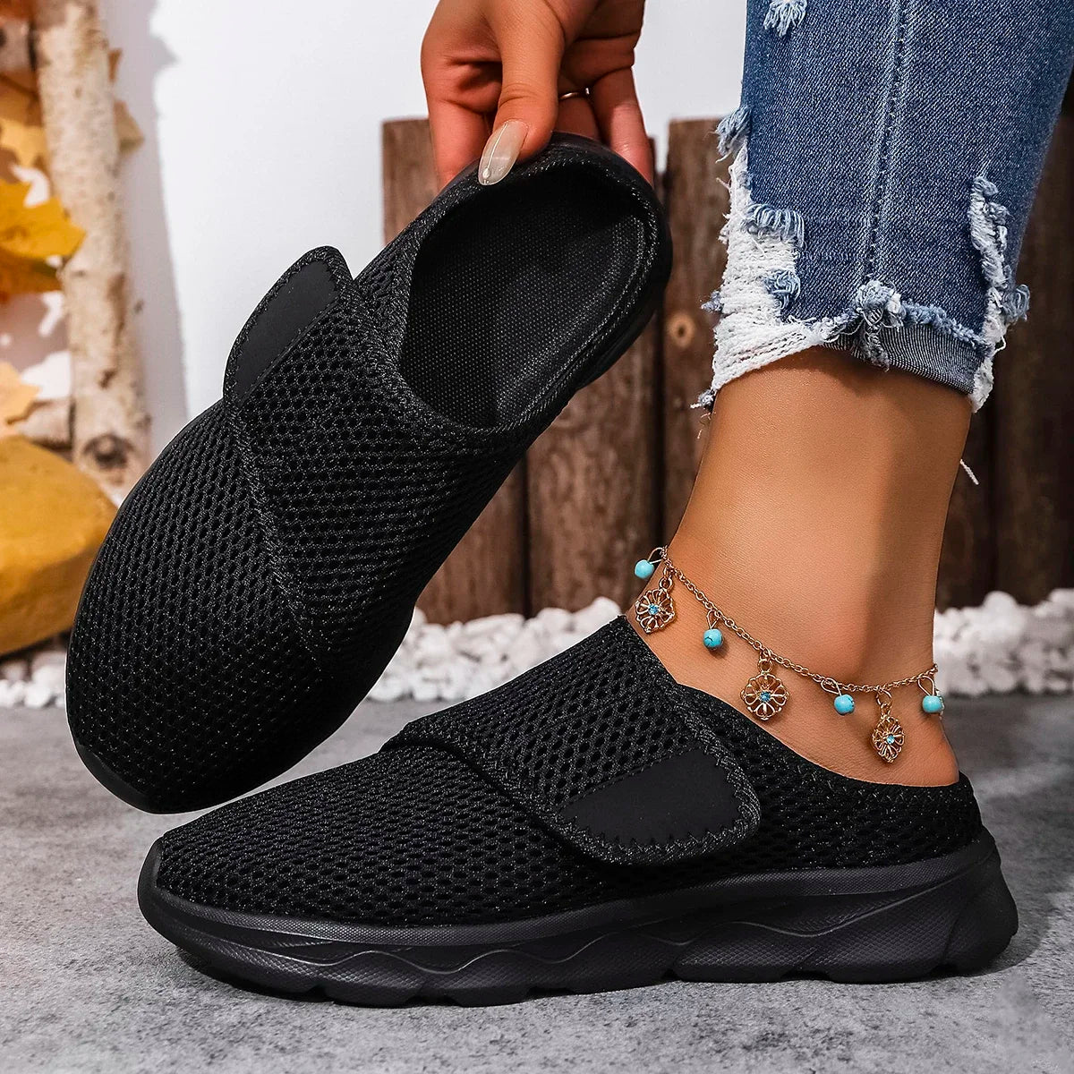Chaussures Orthopédiques Mi-Pantoufles – Confort Souple pour Pieds Larges et Gonflés