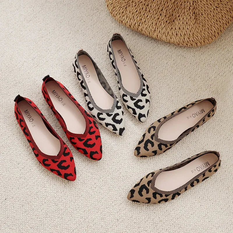 Leopard Fashion - Chaussure de style ballerine très élégante et confortable