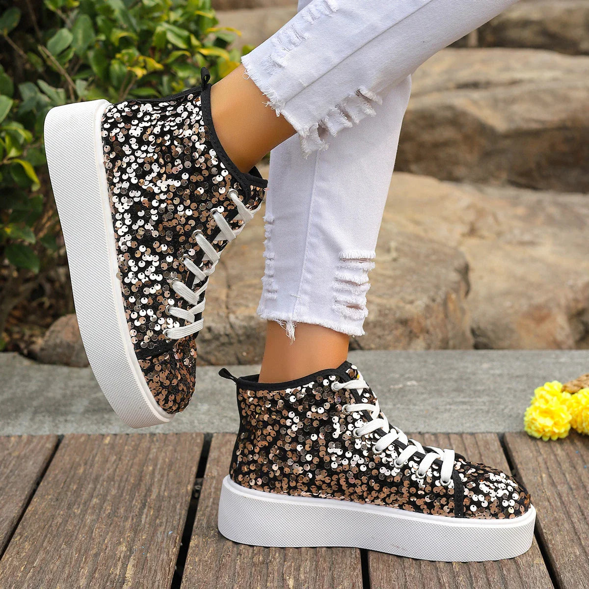 Glitter Bianca – Basket Montante Ultra Confortable