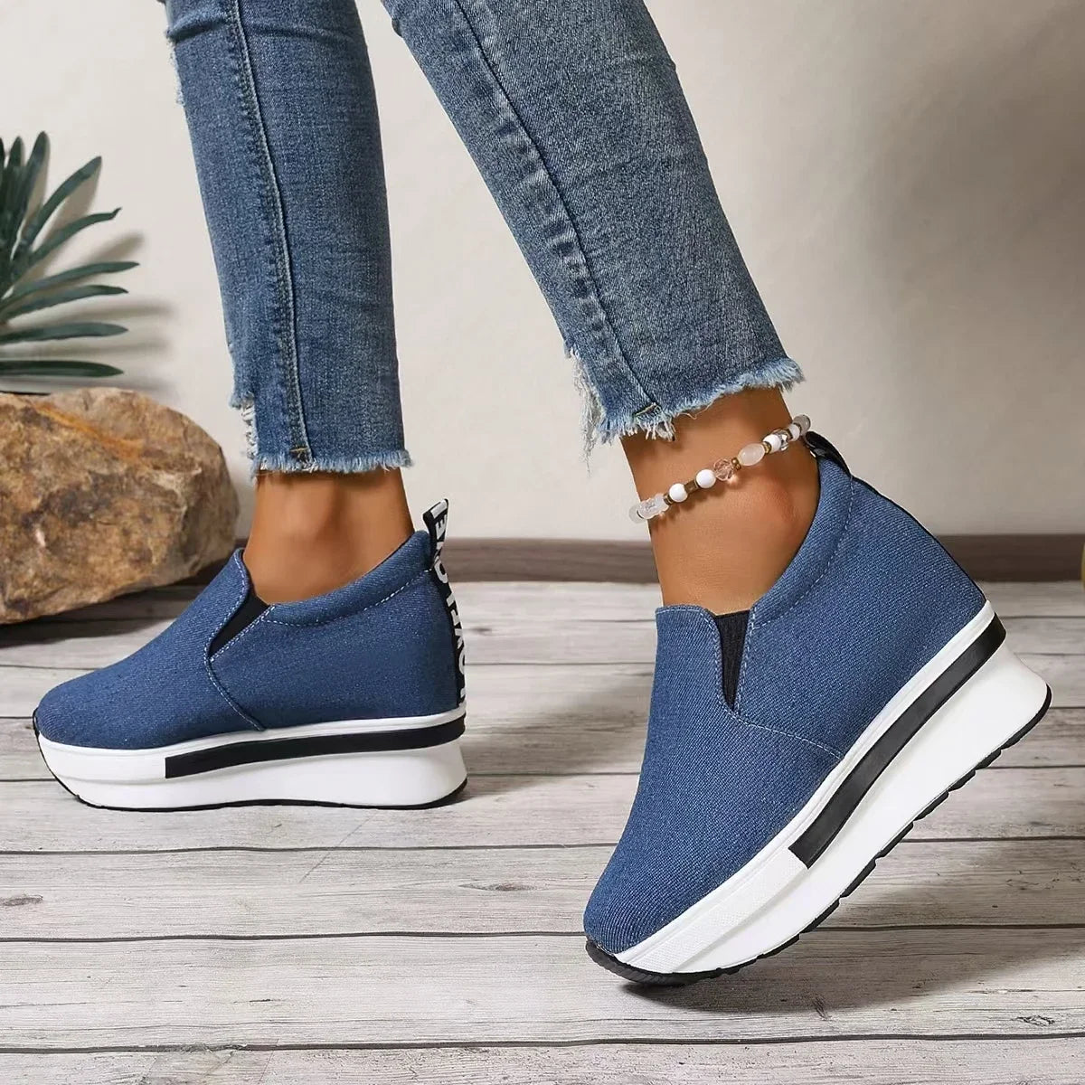 Sneakers Compensées Femme Rimocy– Gagnez en Hauteur avec Style & Confort