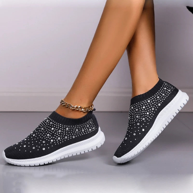 Crystal - Baskets semi-orthopédiques pour femmes avec cristaux