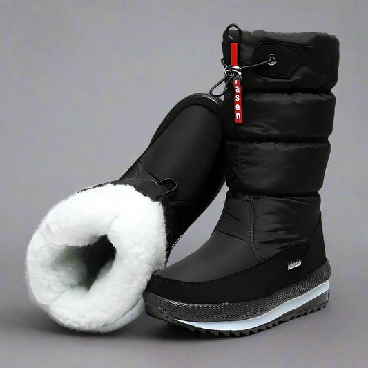 Vasen - Botte d'hiver mi-mollet haute résistance pour femme doublée de laine