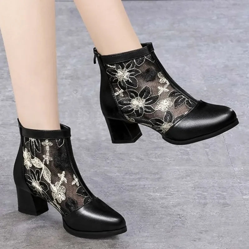 Rose - Bottines sandales fraîches, confortables et élégantes