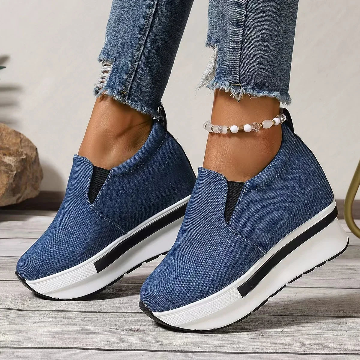 Sneakers Compensées Femme Rimocy– Gagnez en Hauteur avec Style & Confort
