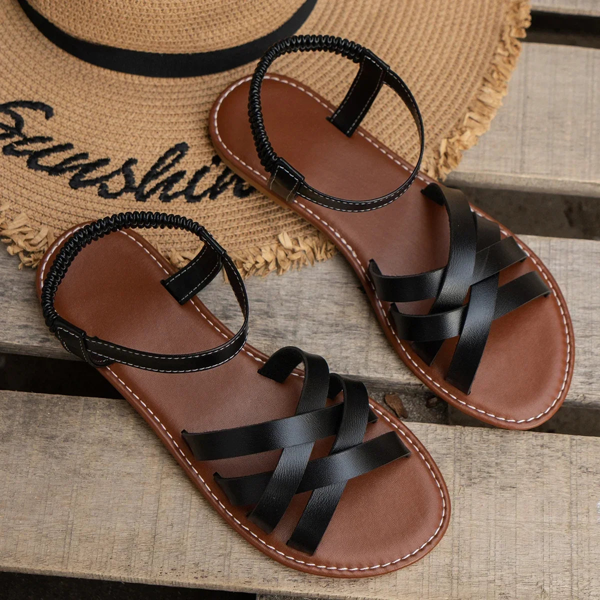 Sandales Plates Femme BreezeFlex™ – Élégantes, Légères et Ultra-Confortables