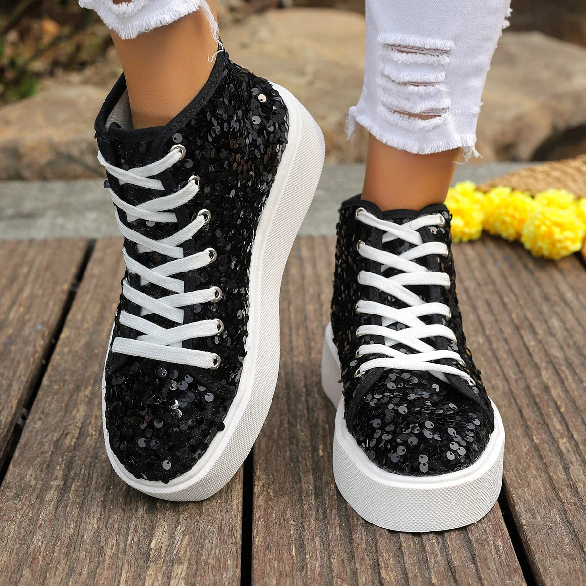 Glitter Bianca – Basket Montante Ultra Confortable