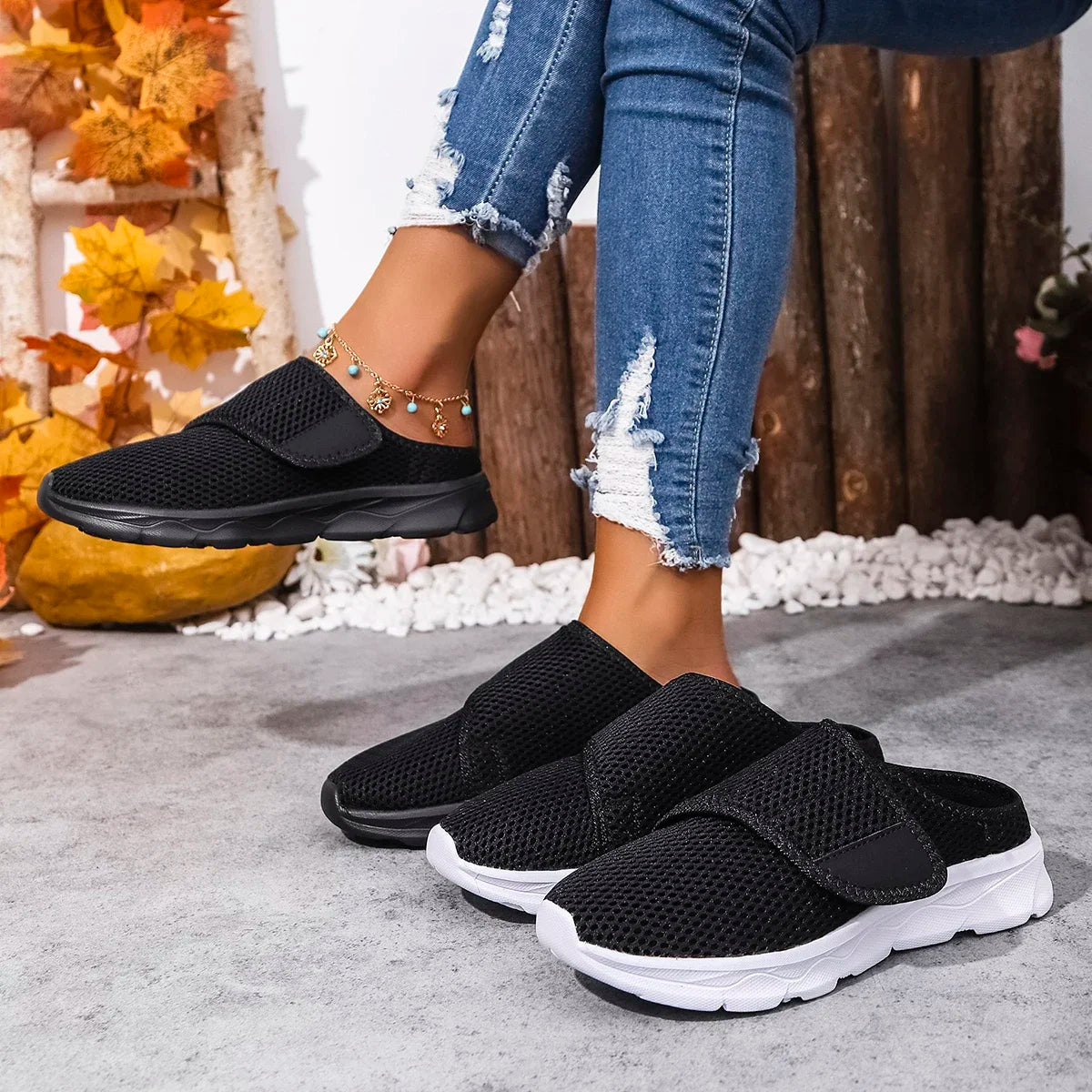 Chaussures Orthopédiques Mi-Pantoufles – Confort Souple pour Pieds Larges et Gonflés