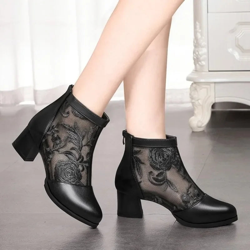 Rose - Bottines sandales fraîches, confortables et élégantes