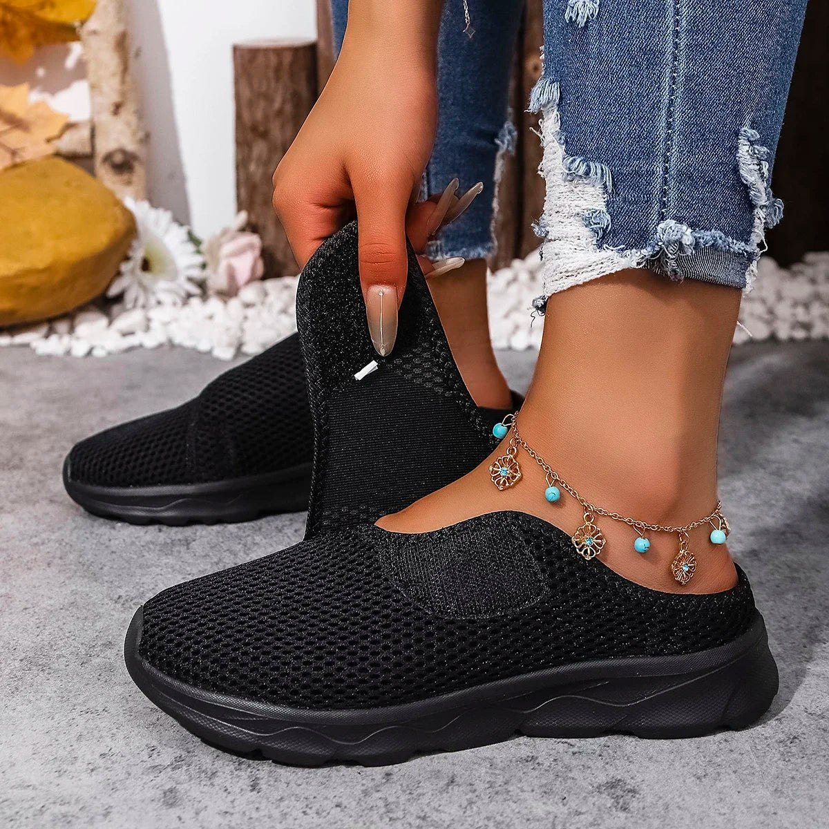 Chaussures Orthopédiques Mi-Pantoufles – Confort Souple pour Pieds Larges et Gonflés