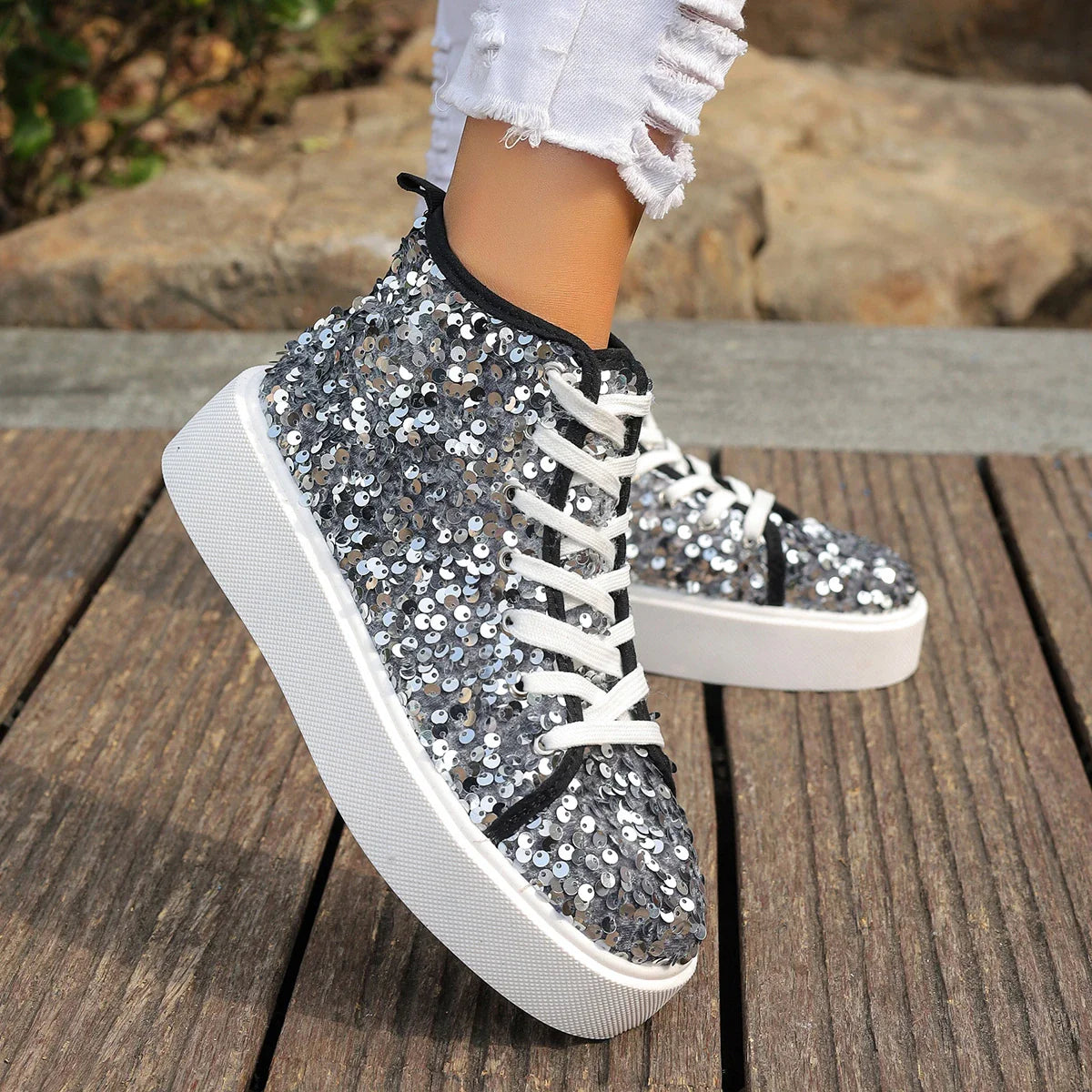 Glitter Bianca – Basket Montante Ultra Confortable