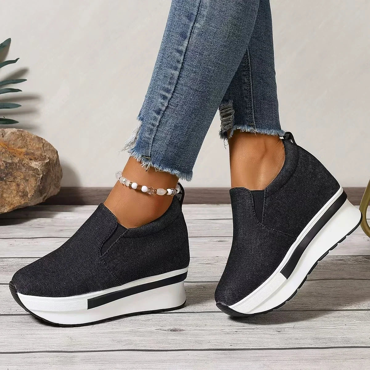 Sneakers Compensées Femme Rimocy– Gagnez en Hauteur avec Style & Confort
