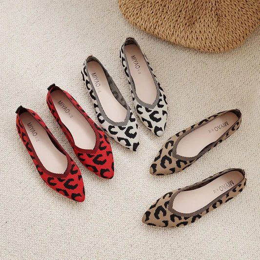 Leopard Fashion - Chaussure de style ballerine très élégante et confortable