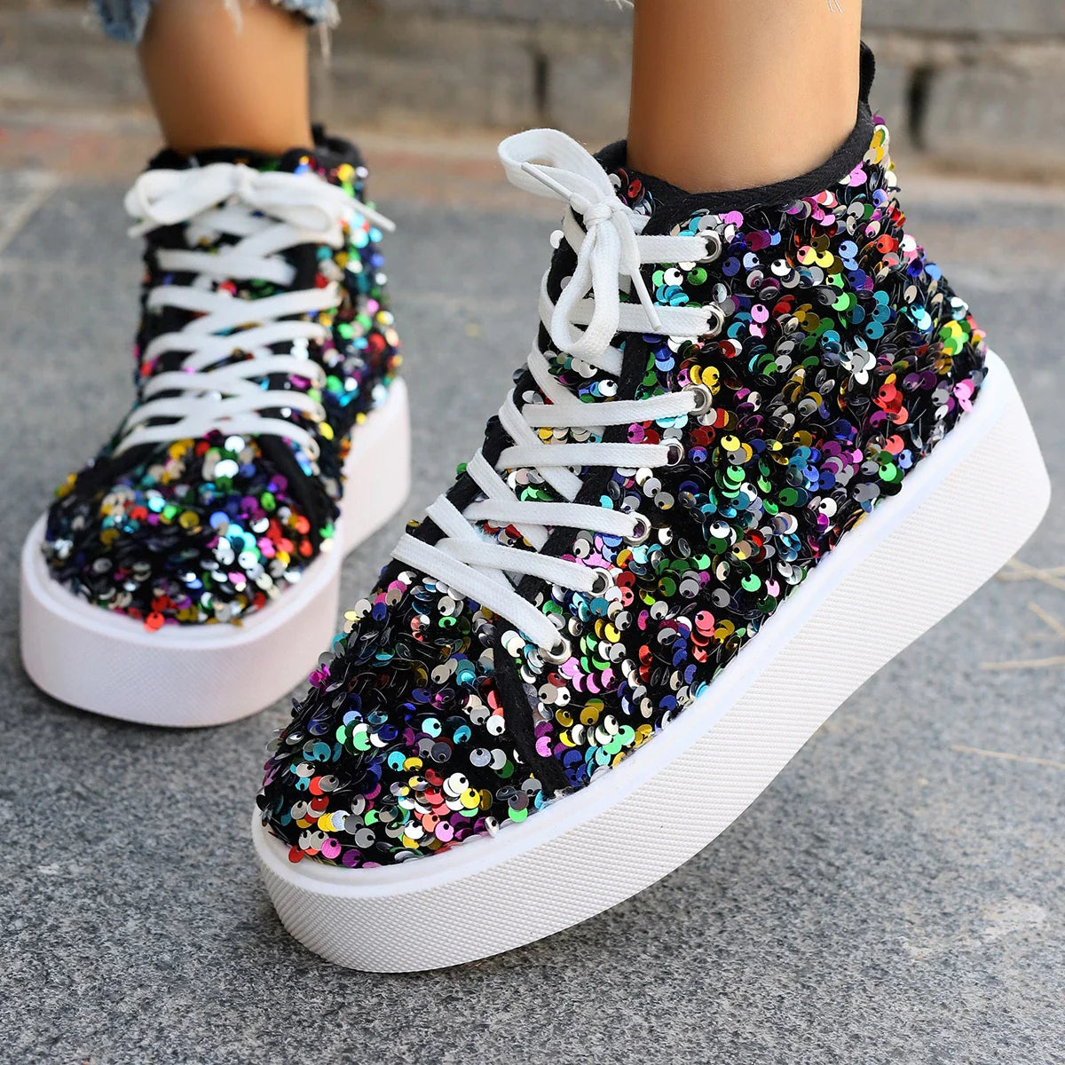 Glitter Bianca – Basket Montante Ultra Confortable