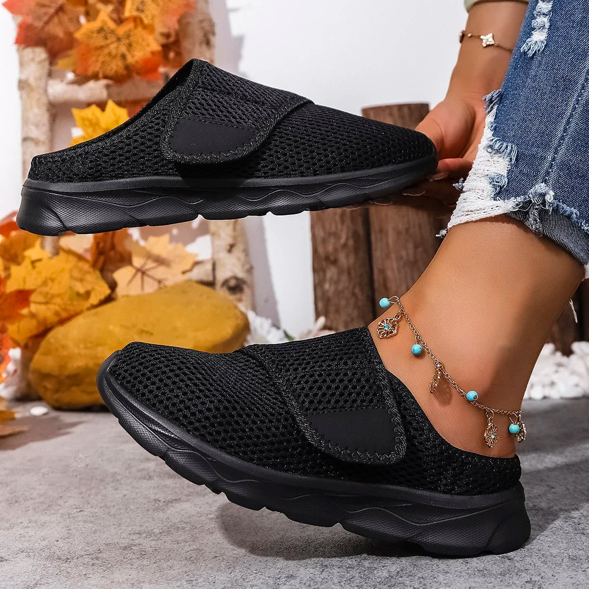 Chaussures Orthopédiques Mi-Pantoufles – Confort Souple pour Pieds Larges et Gonflés