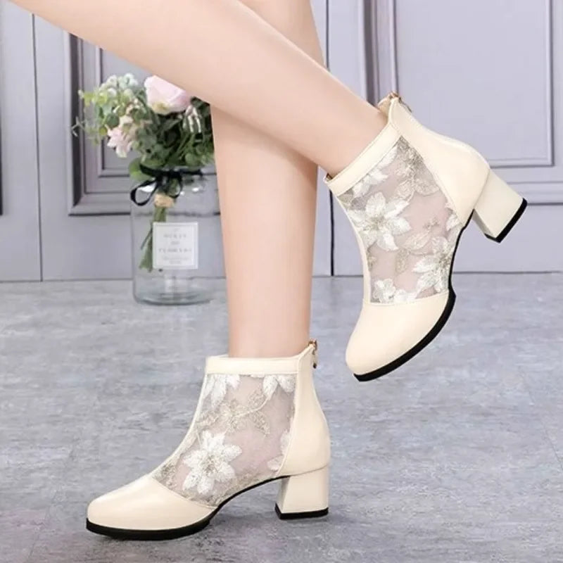 Rose - Bottines sandales fraîches, confortables et élégantes