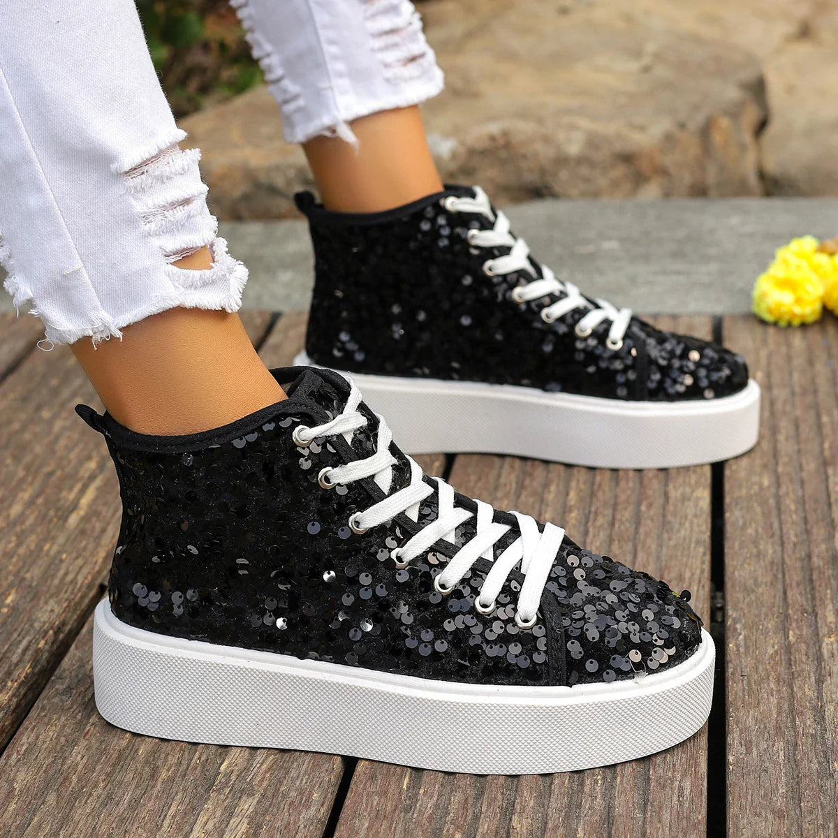 Glitter Bianca – Basket Montante Ultra Confortable