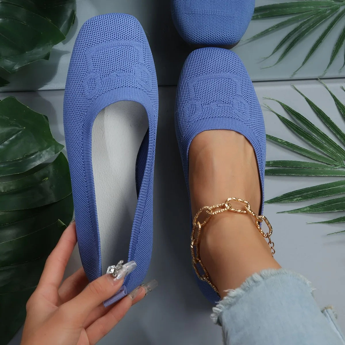 Saffy - Chaussures plates semi-orthopédiques en maille respirante ultra-légères