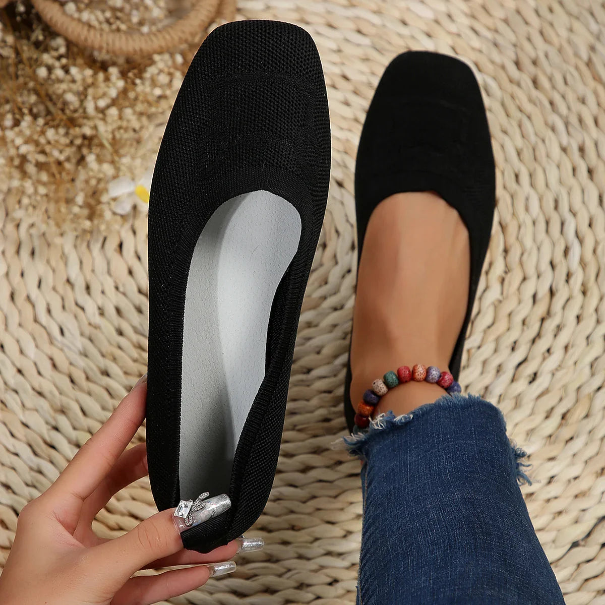 Saffy - Chaussures plates semi-orthopédiques en maille respirante ultra-légères