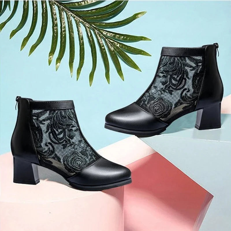 Rose - Bottines sandales fraîches, confortables et élégantes