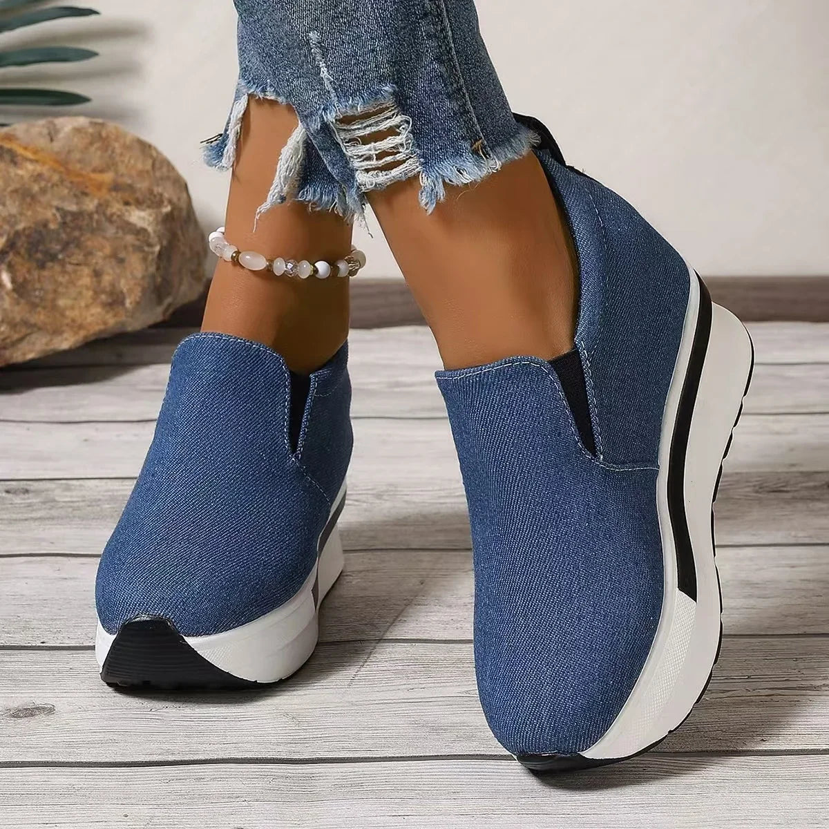 Sneakers Compensées Femme Rimocy– Gagnez en Hauteur avec Style & Confort