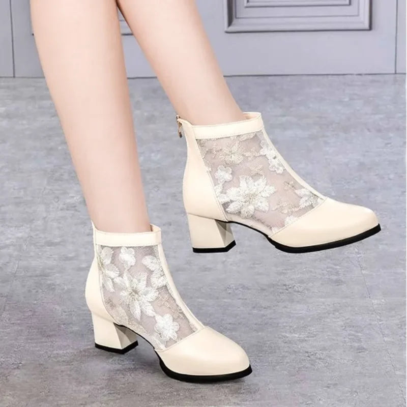 Rose - Bottines sandales fraîches, confortables et élégantes