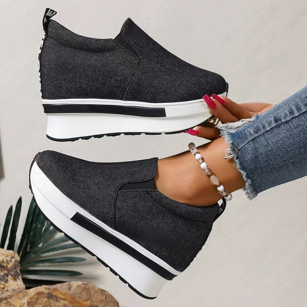 Sneakers Compensées Femme Rimocy– Gagnez en Hauteur avec Style & Confort