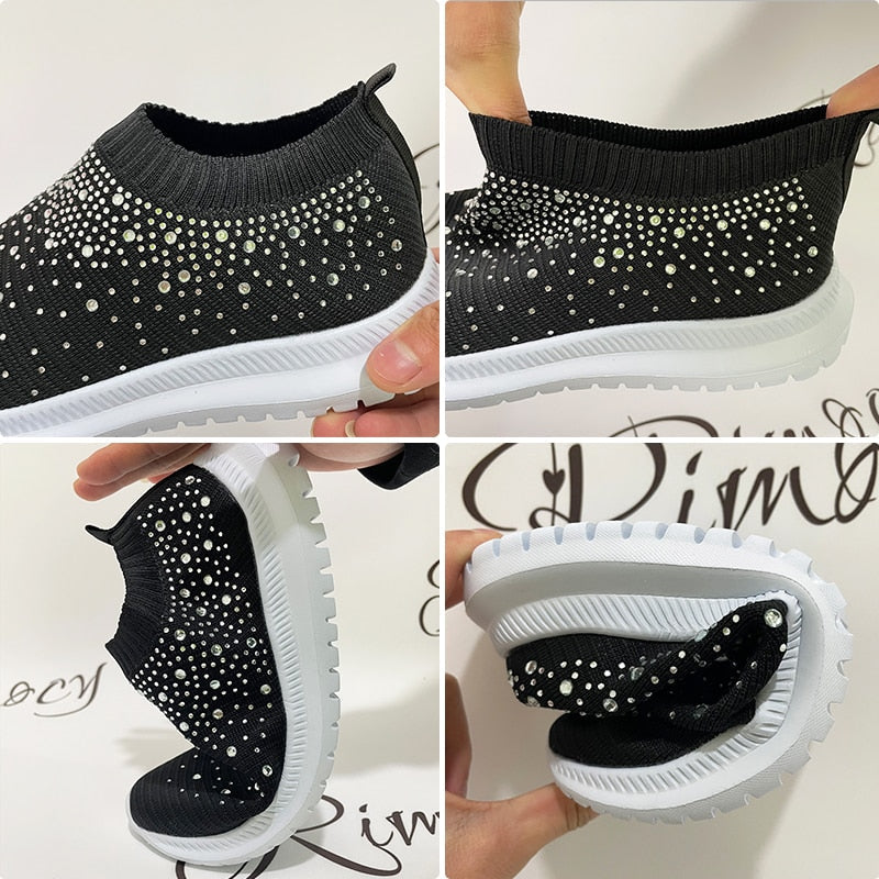 Crystal - Baskets semi-orthopédiques pour femmes avec cristaux