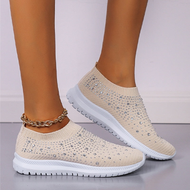 Crystal - Baskets semi-orthopédiques pour femmes avec cristaux