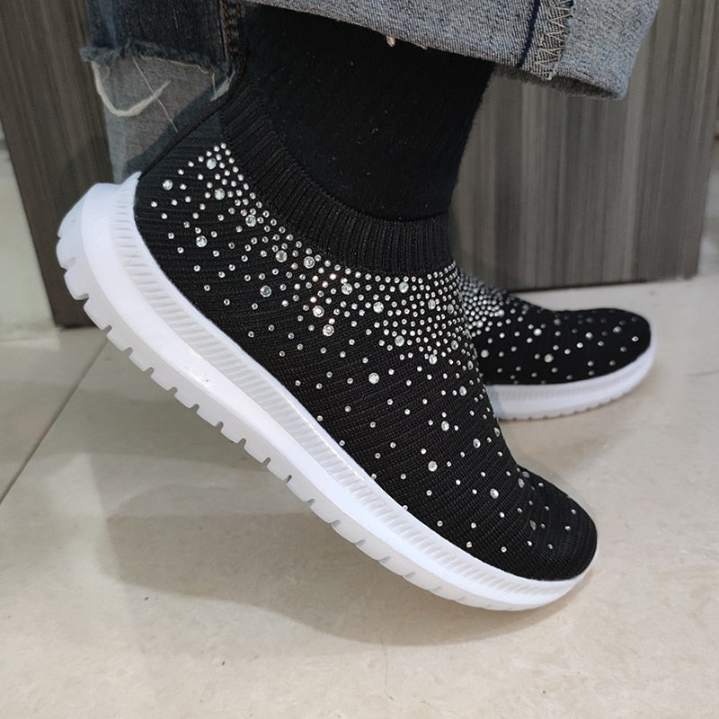 Crystal - Baskets semi-orthopédiques pour femmes avec cristaux